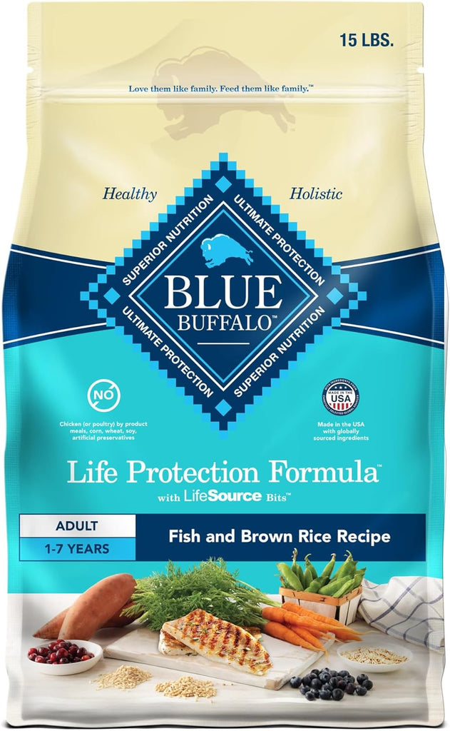 Blue Buffalo Adult Dog Food, Muscle Support, Natural Fish & Rice Recipe, 15-lb Bag My Store