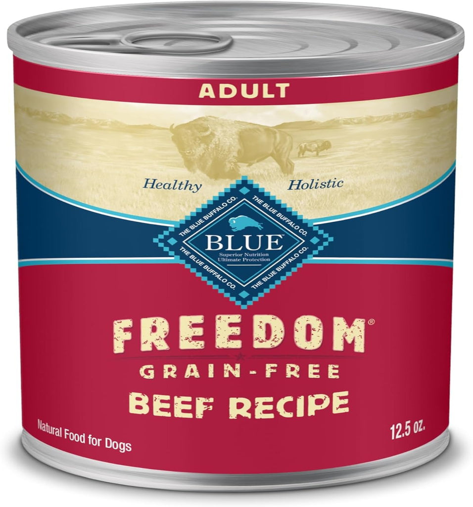 Blue Buffalo Freedom Grain-Free Wet Dog Food, Free of Glutens & Artificial Preservatives, Made With Natural Ingredients, Beef Recipe, 12.5-oz. Cans (12 Count) My Store