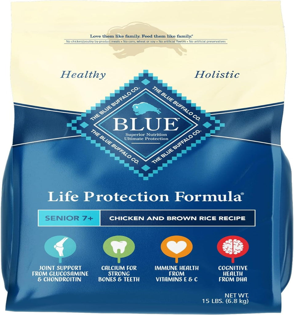 Blue Buffalo Life Protection Formula Natural Senior Dry Dog Food, Chicken and Brown Rice 15 LB My Store