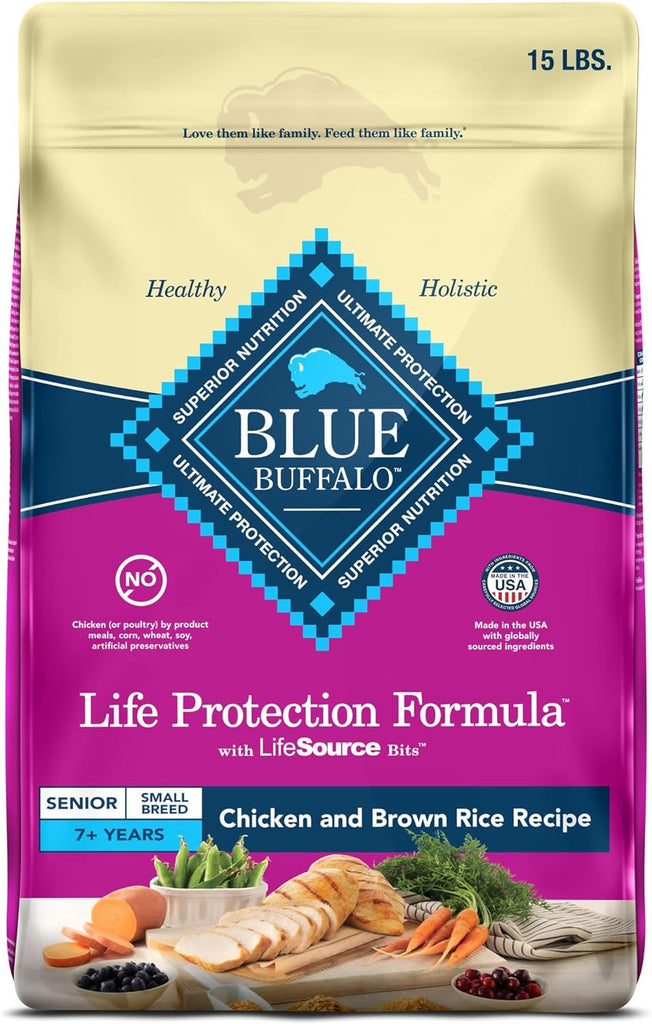 Blue Buffalo Small Breed Senior Dog Food, Joint Health, Chicken & Rice, 15-lb Bag My Store