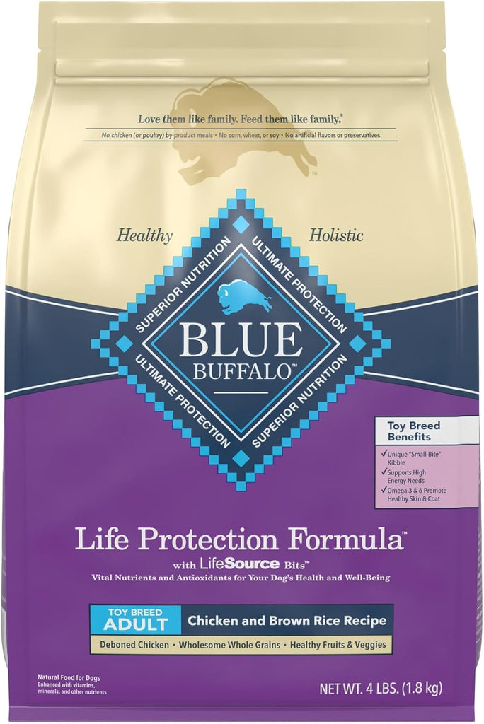 Blue Buffalo Toy Breed Adult Dog Food, High Energy Support, Chicken & Rice, 4-lb Bag My Store
