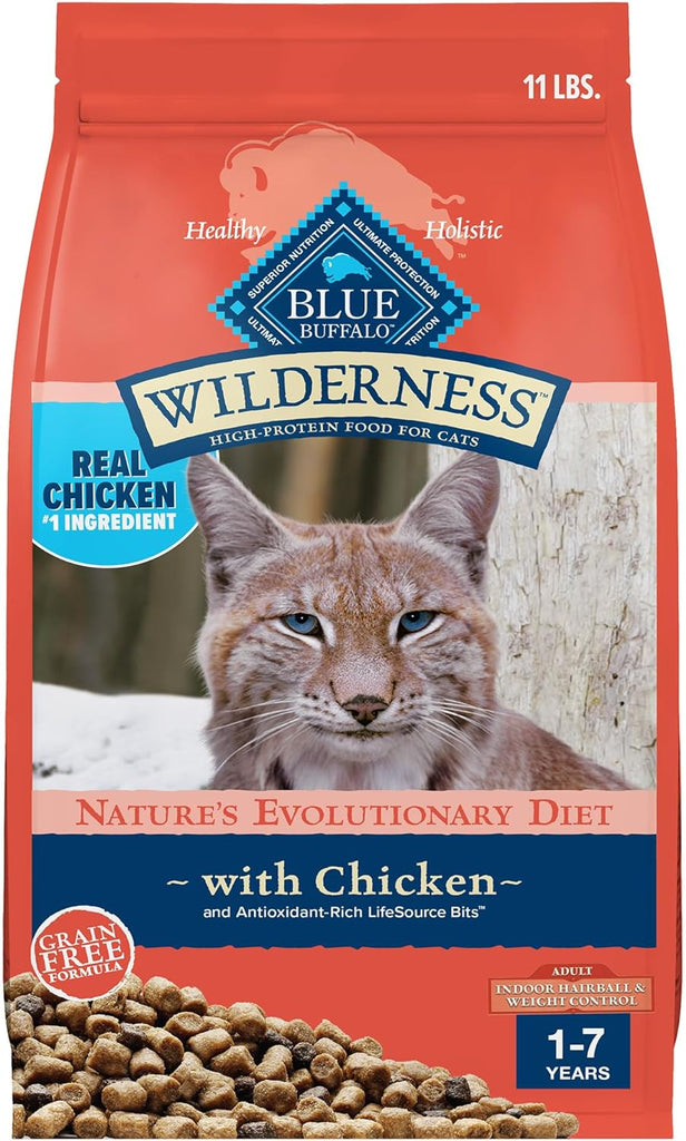 Blue Buffalo Wilderness Adult Indoor Hairball & Weight Control Dry Cat Food, Chicken - 11 lb Bag My Store