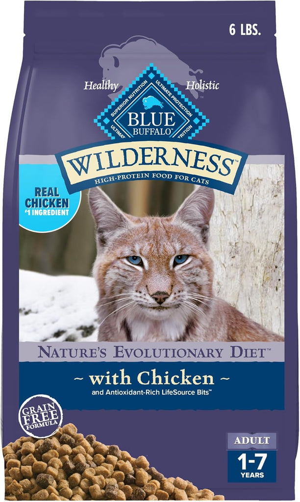 Blue Buffalo Wilderness Grain-Free High-Protein Dry Cat Food for Adults, Chicken - 6 lb Bag My Store