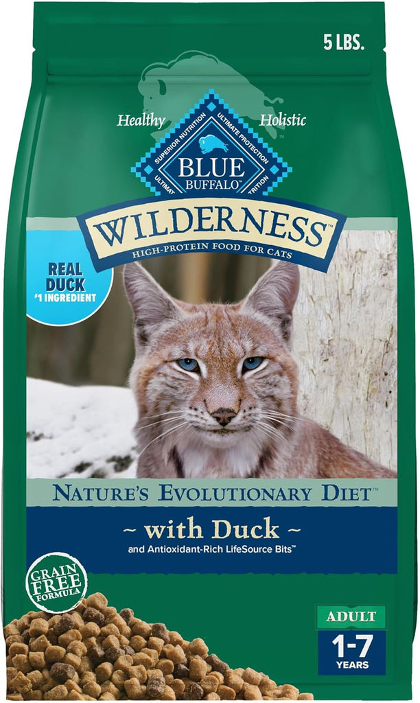 Blue Buffalo Wilderness Grain-Free High-Protein Dry Cat Food for Adults, Duck - 5 lb Bag My Store