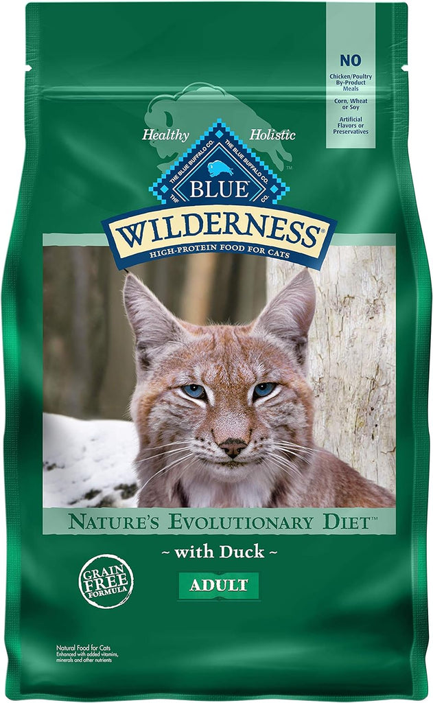 Blue Buffalo Wilderness Nature's Evolutionary Diet High-Protein, Grain-Free Natural Dry Food for Adult Cats, Duck, 5-lb. Bag My Store