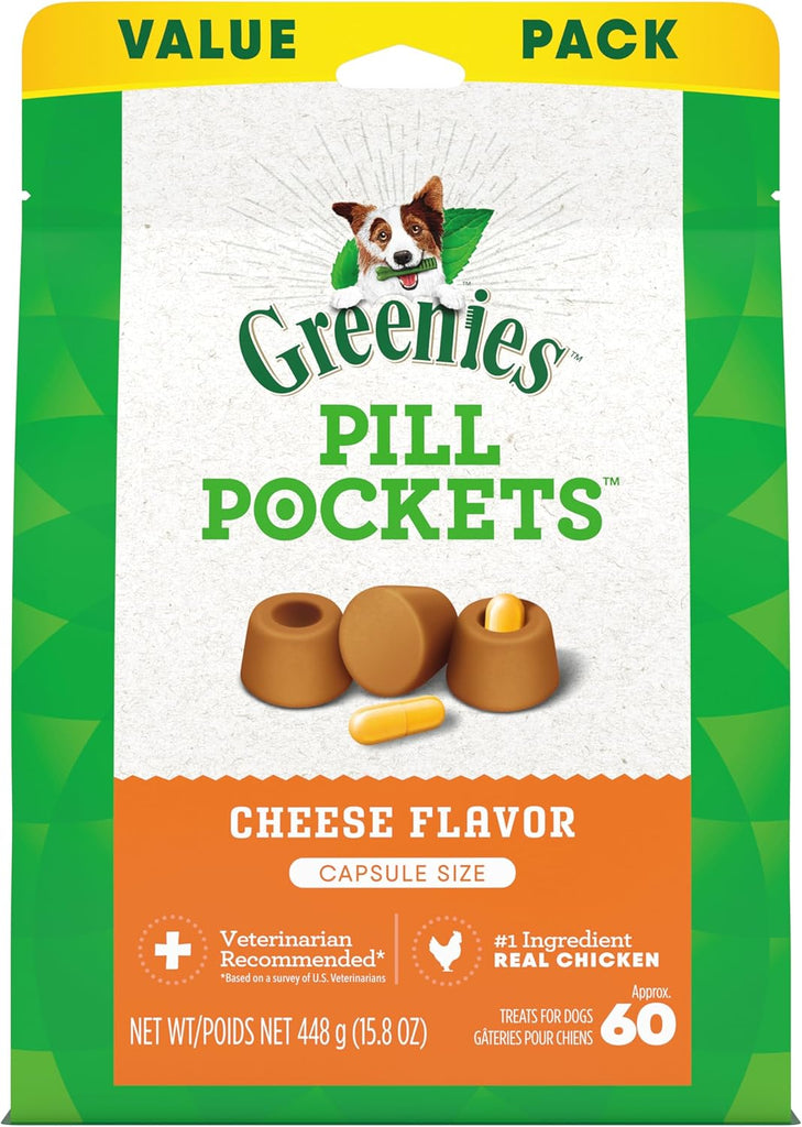 Cheese Flavor Greenies Pill Pockets for Dogs, Capsule Size, 60 Treats, 15.8 oz My Store