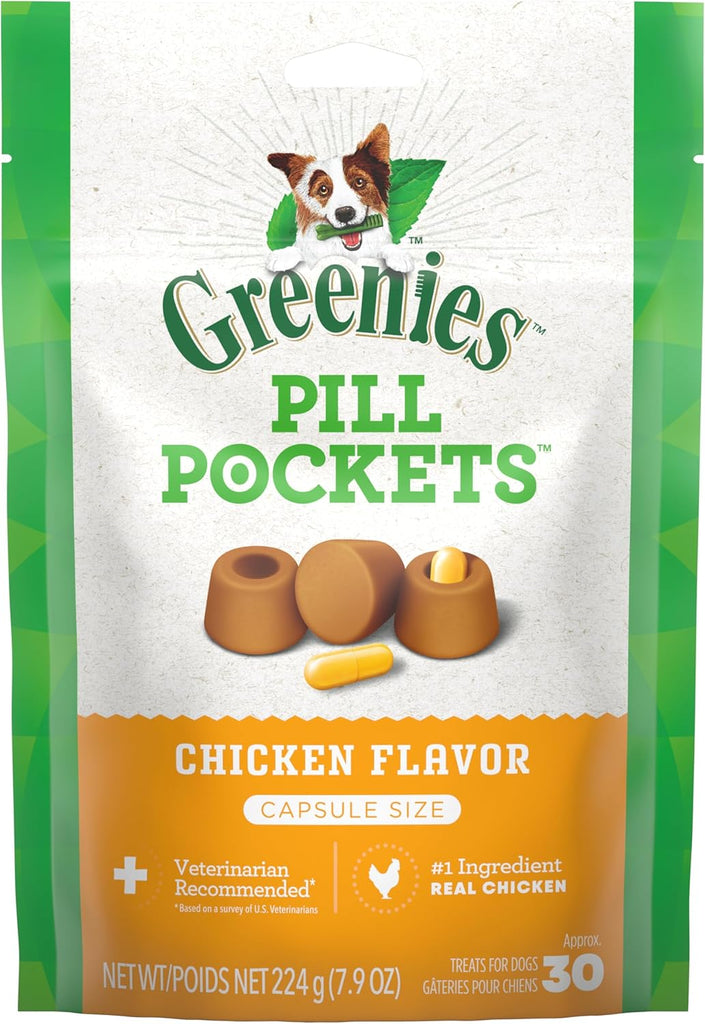Chicken Flavor Greenies Pill Pockets for Dogs, Capsule Size, 30 Treats, 7.9 oz My Store