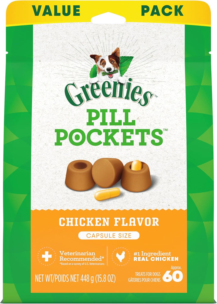 Chicken Flavor Greenies Pill Pockets for Dogs, Capsule Size, 60 Treats, 15.8 oz My Store