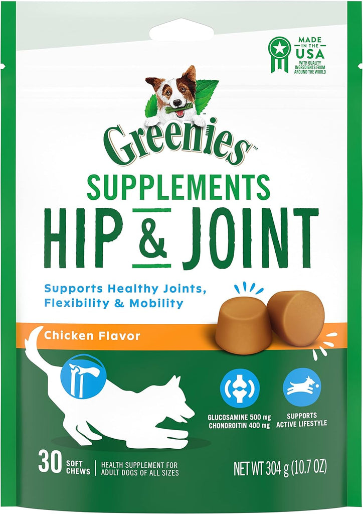 GREENIES Hip & Joint Supplements for Dogs with Glucosamine & Chondroitin - 30 Count Chicken-Flavor Chews My Store