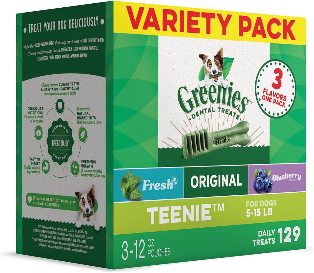 GREENIES TEENIE Natural Dog Dental Chews Variety Pack, 3-Flavor Oral Health Treats, 129 Total My Store