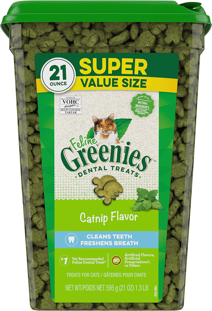 Greenies Feline Dental Care Cat Treats, Catnip Flavor, 21 oz Tub My Store