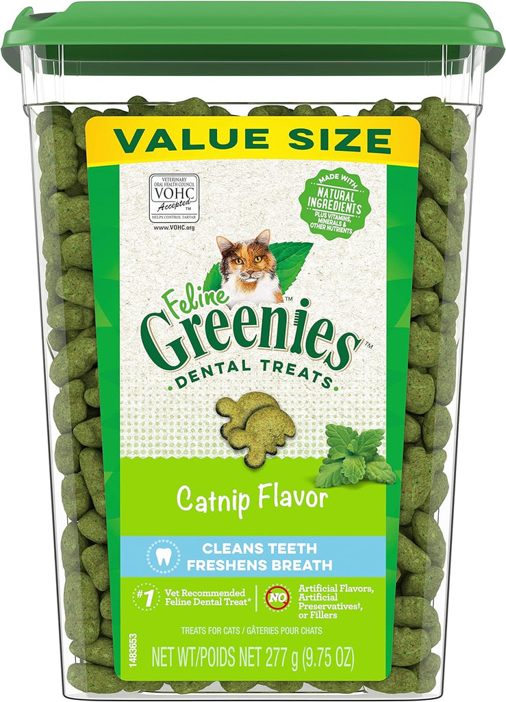 Greenies Feline Dental Care Cat Treats, Catnip Flavor, 9.75 oz Tub My Store