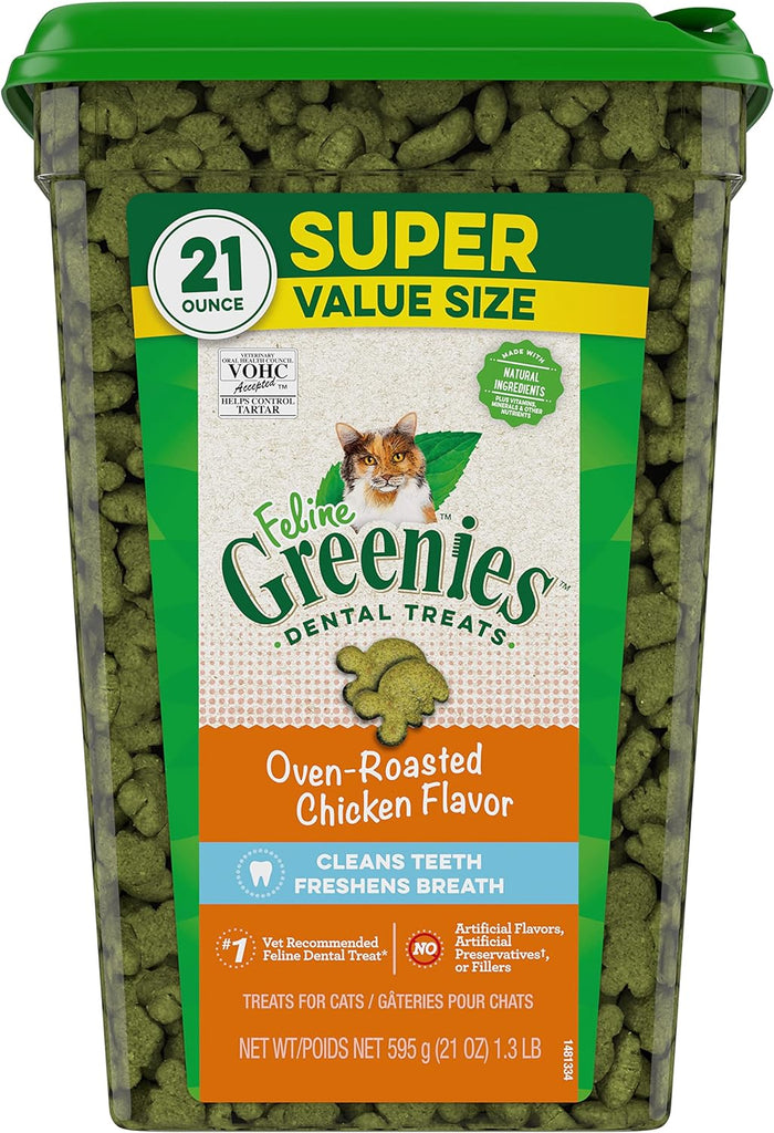 Greenies Feline Dental Care Cat Treats, Oven Roasted Chicken Flavor, 21 oz Tub My Store