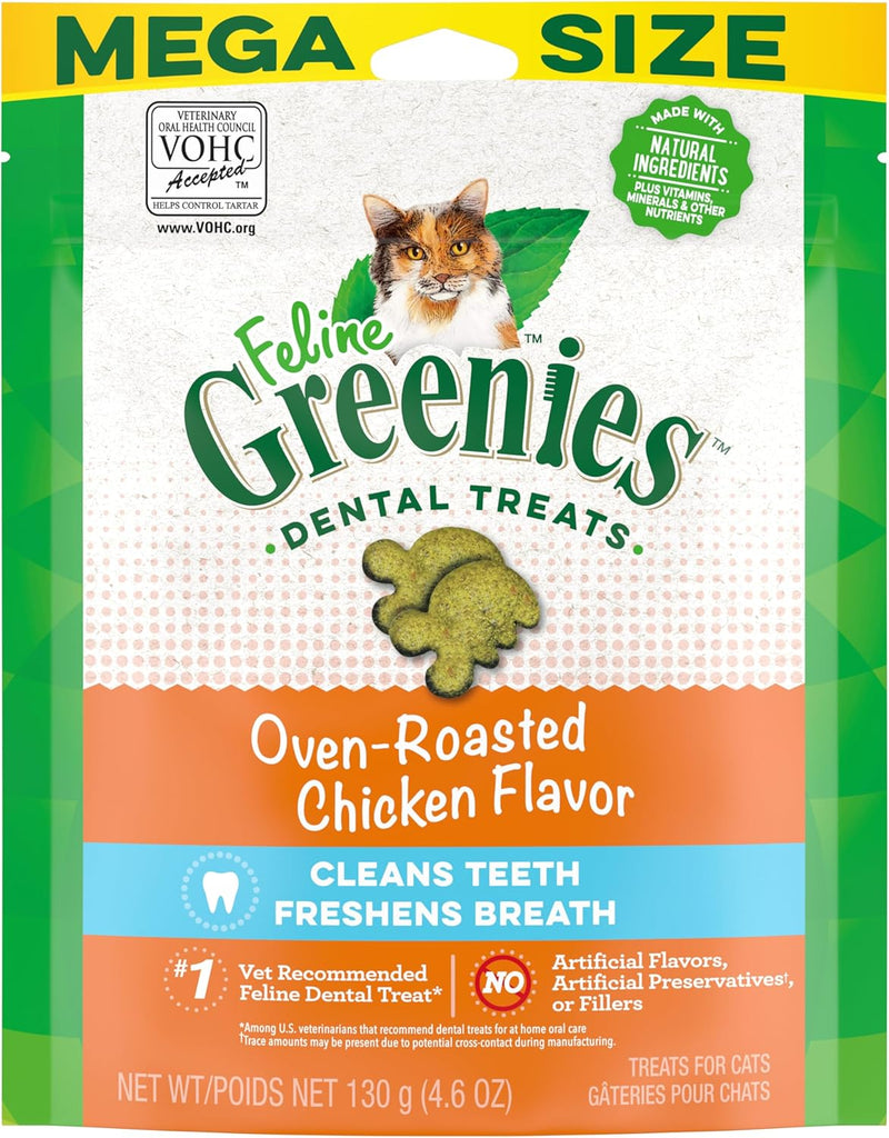 Greenies Feline Dental Care Cat Treats, Oven Roasted Chicken Flavor, 4.6 oz Pouch My Store
