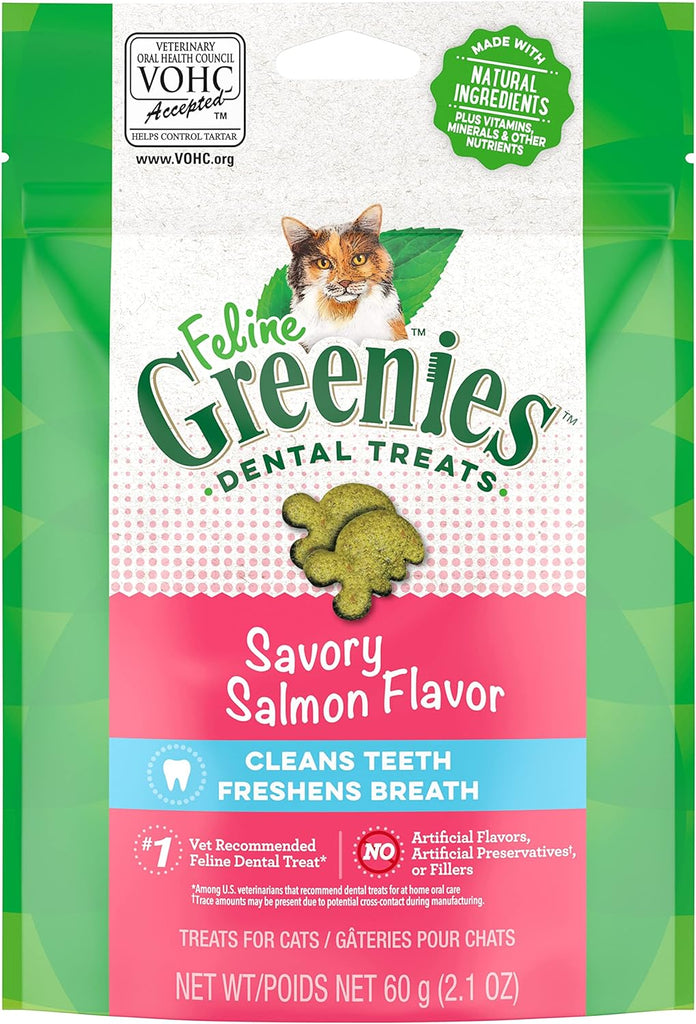 Greenies Feline Dental Care Cat Treats, Savory Salmon Flavor, 2.1 oz Pouch My Store