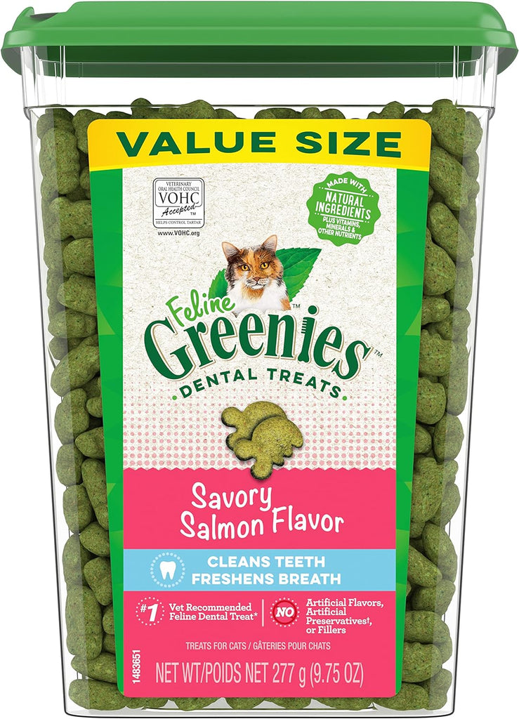 Greenies Feline Dental Care Cat Treats, Savory Salmon Flavor, 9.75 oz Tub My Store