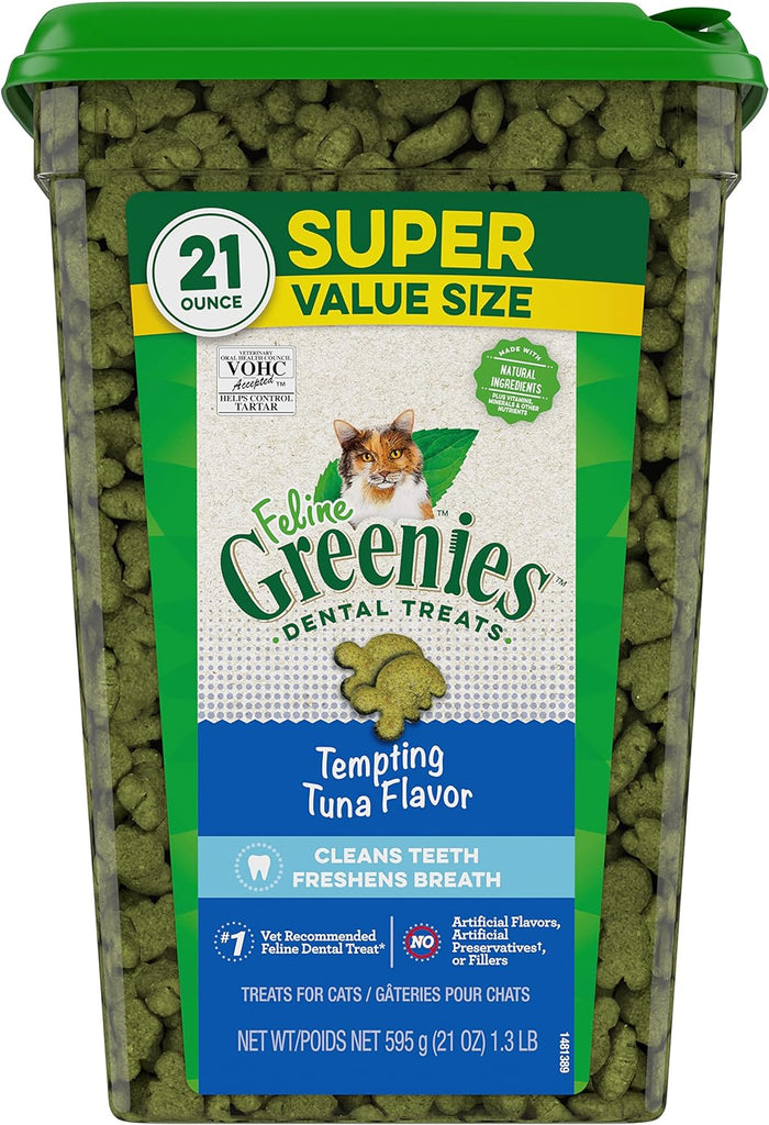 Greenies Feline Dental Care Cat Treats, Tempting Tuna Flavor, 21 oz Tub My Store