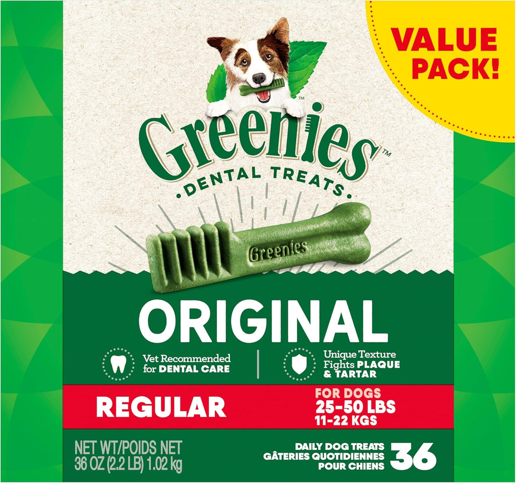 Greenies Regular Natural Dog Dental Chews, 36 Count, Oral Health Dog Treats My Store