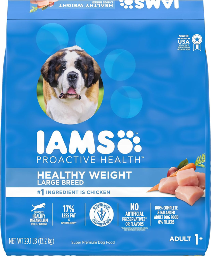 IAMS Large Breed Adult Healthy Weight Control Dog Food with Real Chicken, 29.1-lb Bag My Store