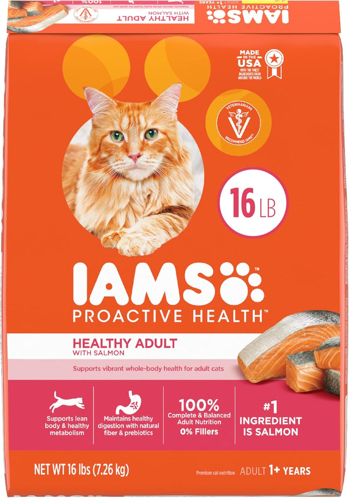IAMS Proactive Health Adult Healthy Dry Cat Food, Salmon Kibble - 16 lb Bag My Store