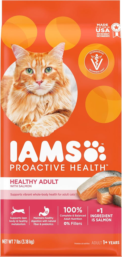 IAMS Proactive Health Adult Healthy Dry Cat Food, Salmon Kibble - 7 lb Bag My Store