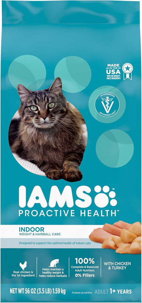 IAMS Proactive Health Adult Indoor Weight Control & Hairball Care Dry Cat Food, Chicken & Turkey - 3.5 lb Bag My Store