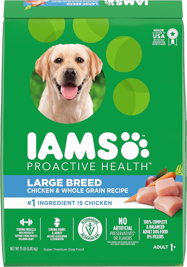 IAMS Proactive Health Large Breed Adult Dry Dog Food with Real Chicken, 15-lb Bag My Store