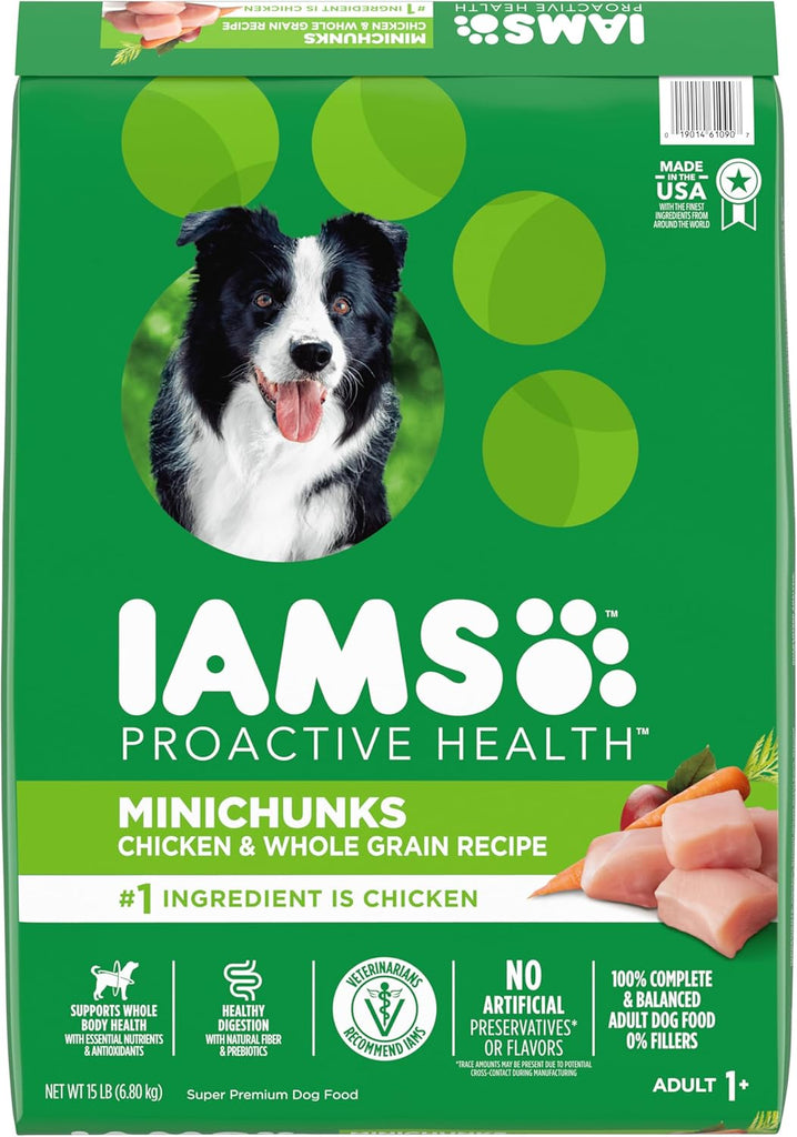 IAMS Proactive Health Minichunks Adult Dog Food with Real Chicken, 15-lb Bag My Store