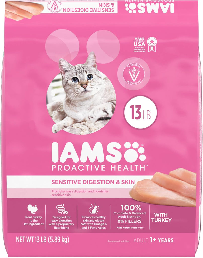 IAMS Proactive Health Sensitive Digestion & Skin Cat Food with Turkey - 13 lb Bag My Store