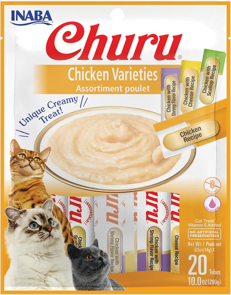 INABA Churu Grain-Free Lickable Cat Treats, Chicken Variety, 20 Tubes with Vitamin E & Taurine My Store