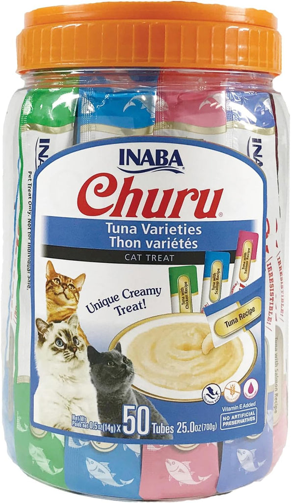 INABA Churu Grain-Free Lickable Cat Treats, Tuna Variety, 50 Tubes with Vitamin E & Taurine My Store