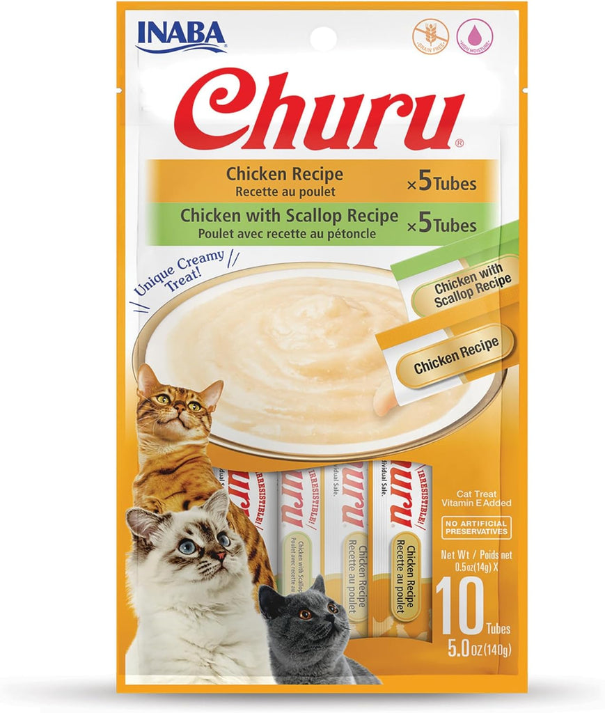 INABA Churu Grain-Free Lickable Cat Treats with Vitamin E & Taurine, Chicken Variety, 10 Tubes My Store