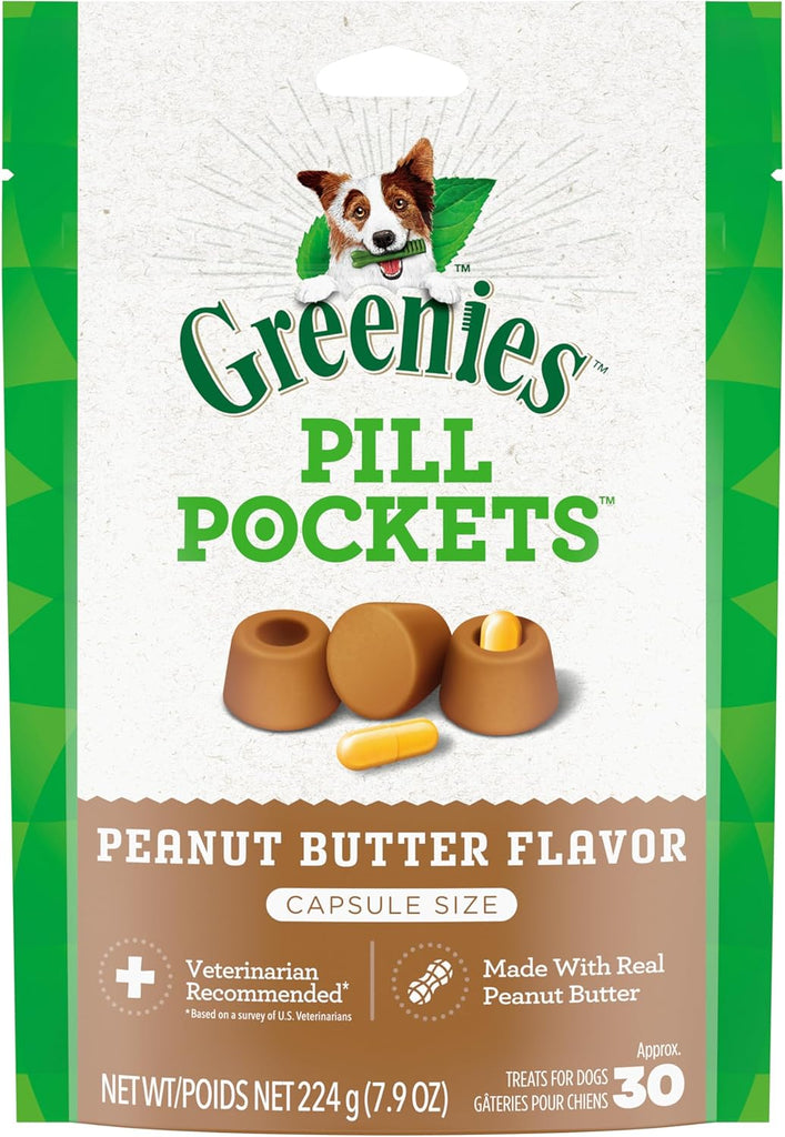Natural Peanut Butter Greenies Pill Pockets for Dogs, Capsule Size, 30 Treats, 7.9 oz My Store