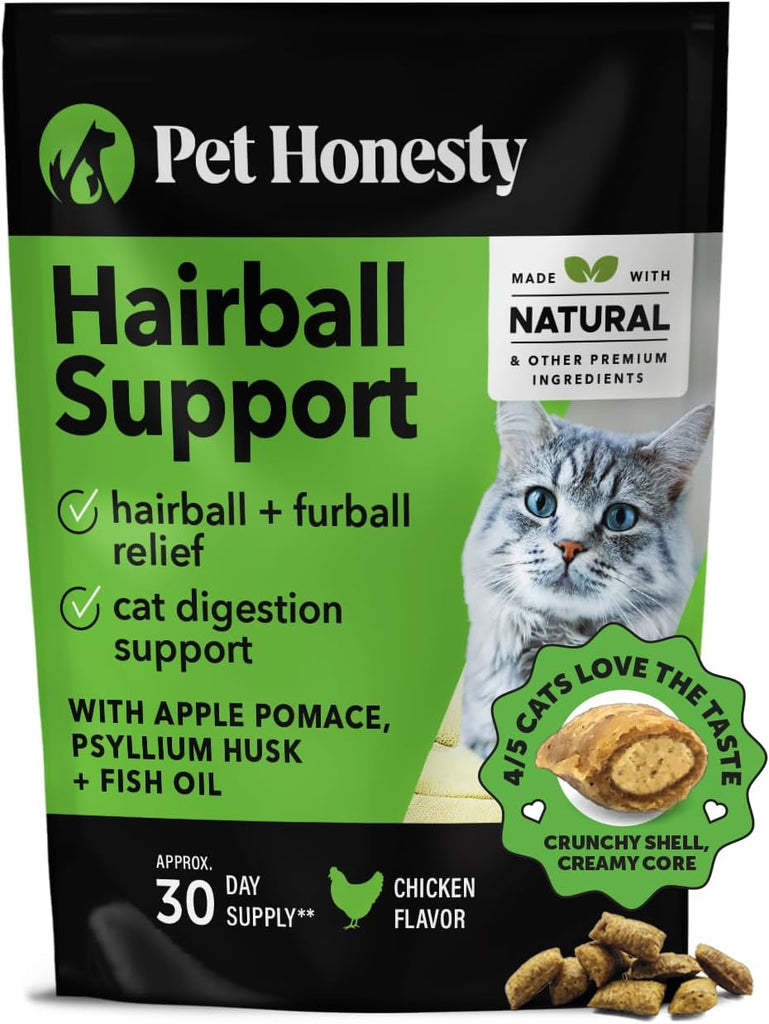 Pet Honesty Hairball Support Chews for Cats - Skin & Coat, Digestion, Chicken Flavor (30-Day Supply) My Store