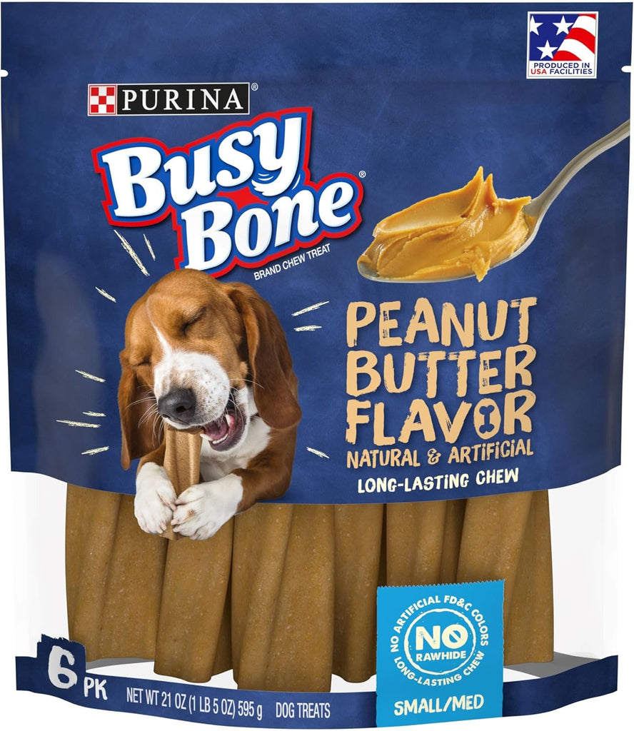 Purina Busy Bone Small/Medium Dog Chews, Peanut Butter Flavor, 6 Count (4 Pack) My Store