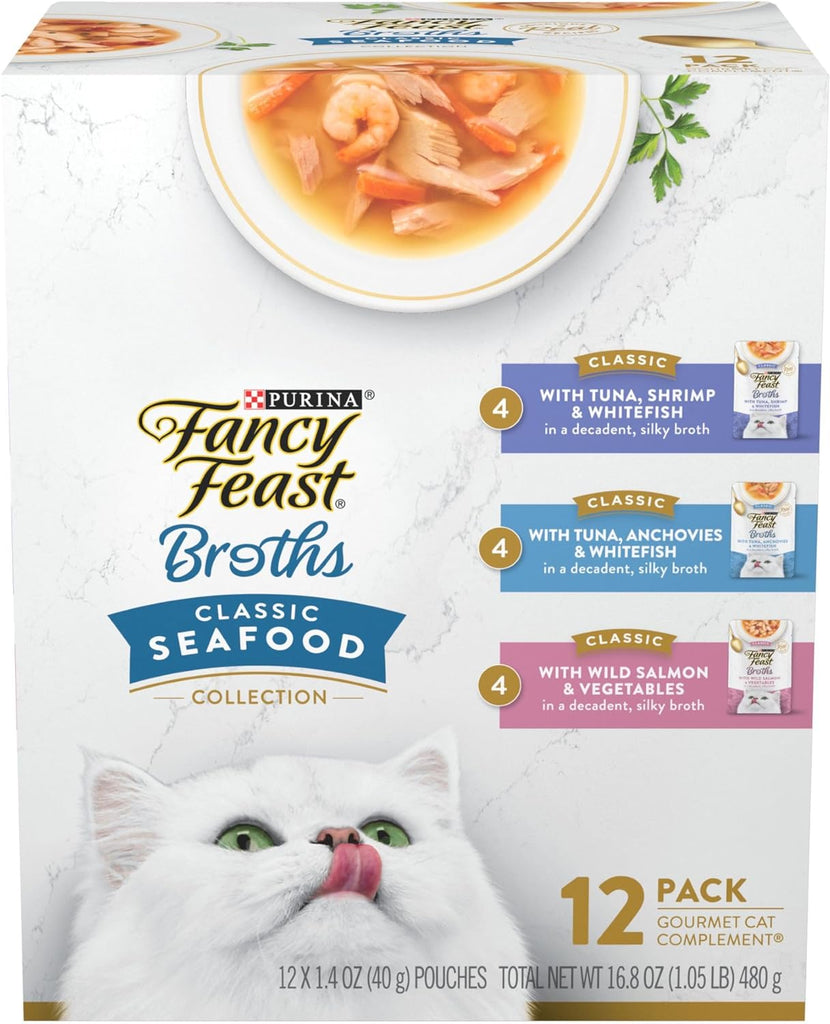 Purina Fancy Feast Lickable Wet Cat Food Broth Complement - Variety Pack of 12, 1.4 oz Pouches My Store