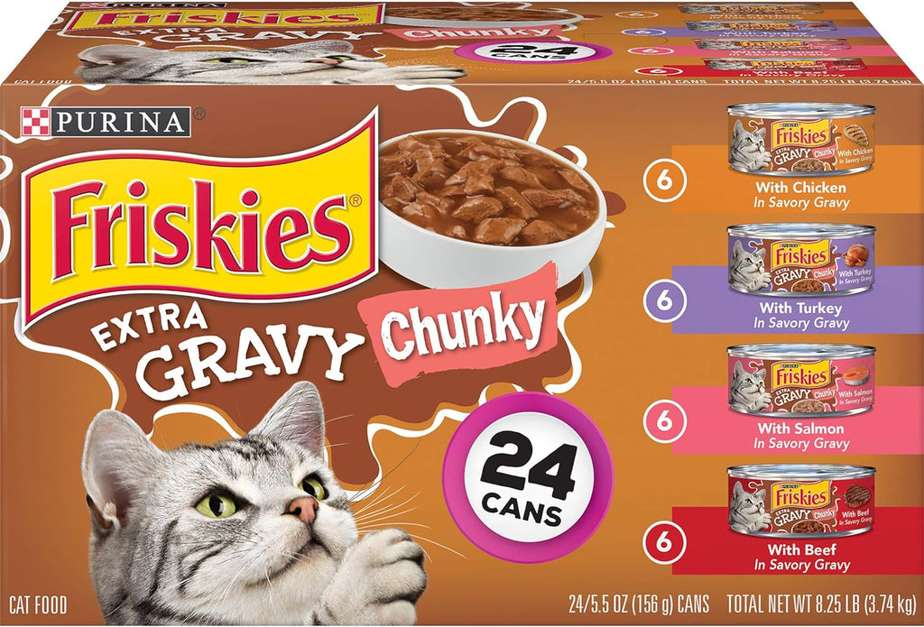 Purina Friskies Gravy Wet Cat Food Variety Pack, Extra Gravy Chunky - (Pack of 24) 5.5 oz. Cans My Store
