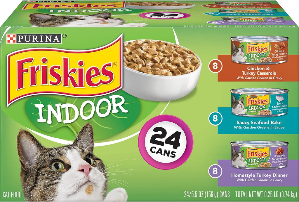 Purina Friskies Indoor Wet Cat Food Variety Pack, Indoor - (Pack of 24) 5.5 oz. Cans My Store