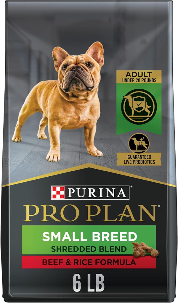 Purina Pro Plan High Protein Small Breed Dog Food, Beef & Rice, Shredded Blend, 6 lb Bag My Store