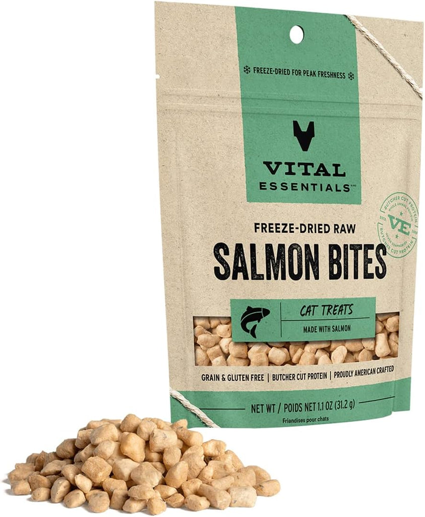Vital Essentials Freeze-Dried Raw Cat Treats, Salmon Bites - 1.1 oz Bag My Store