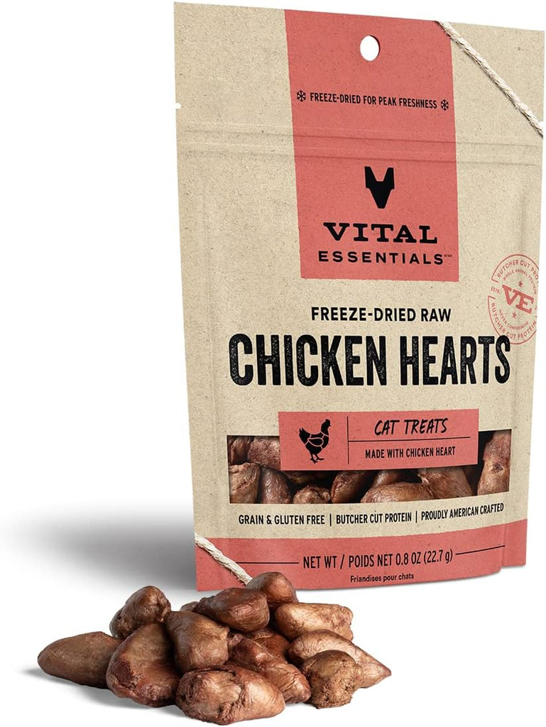 Vital Essentials Freeze-Dried Raw Chicken Hearts Cat Treats, Single Ingredient, 0.8 oz My Store