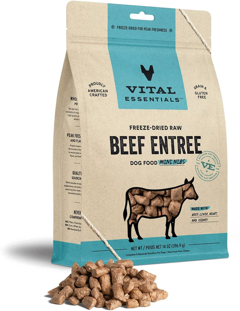 Vital Essentials Freeze Dried Raw Dog Food, Beef Mini Nibs Entree, 14-oz Bag My Store