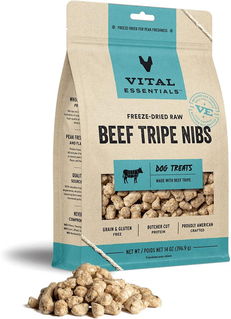 Vital Essentials Freeze Dried Raw Single Ingredient Dog Treats, Beef Tripe, 14-oz Bag My Store